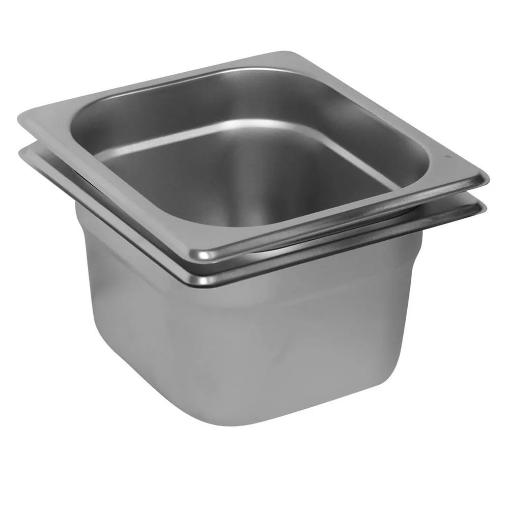 2 Cubas Gastronômica Buffet GN 1/6 65mm Aço Inox Sem Alça