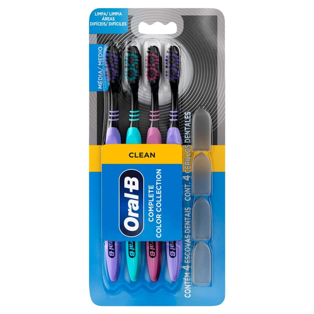 Escovas Dental Oral B Clean Complete Color Collection Média 4 Unidades