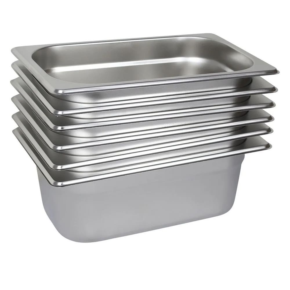 6 Cubas Gastronômica Buffet GN 1/4 150mm Aço Inox Sem Alça