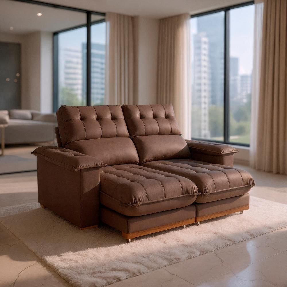 Sofá 2 Lugares 2,00m Retrátil e Reclinável Milano Bom Pastor