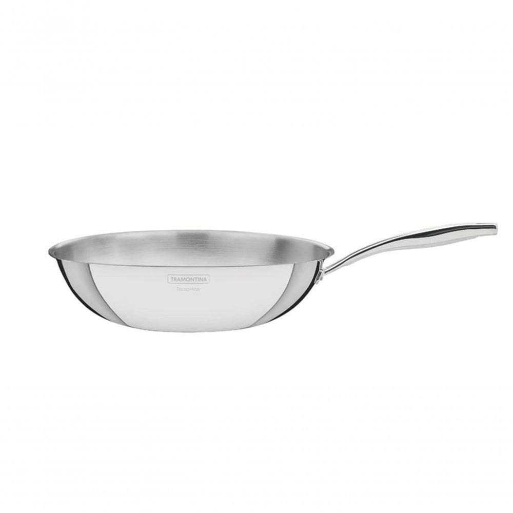 Wok Tramontina Grano Em Aço Inox Corpo Triplo Com Cabo 28cm