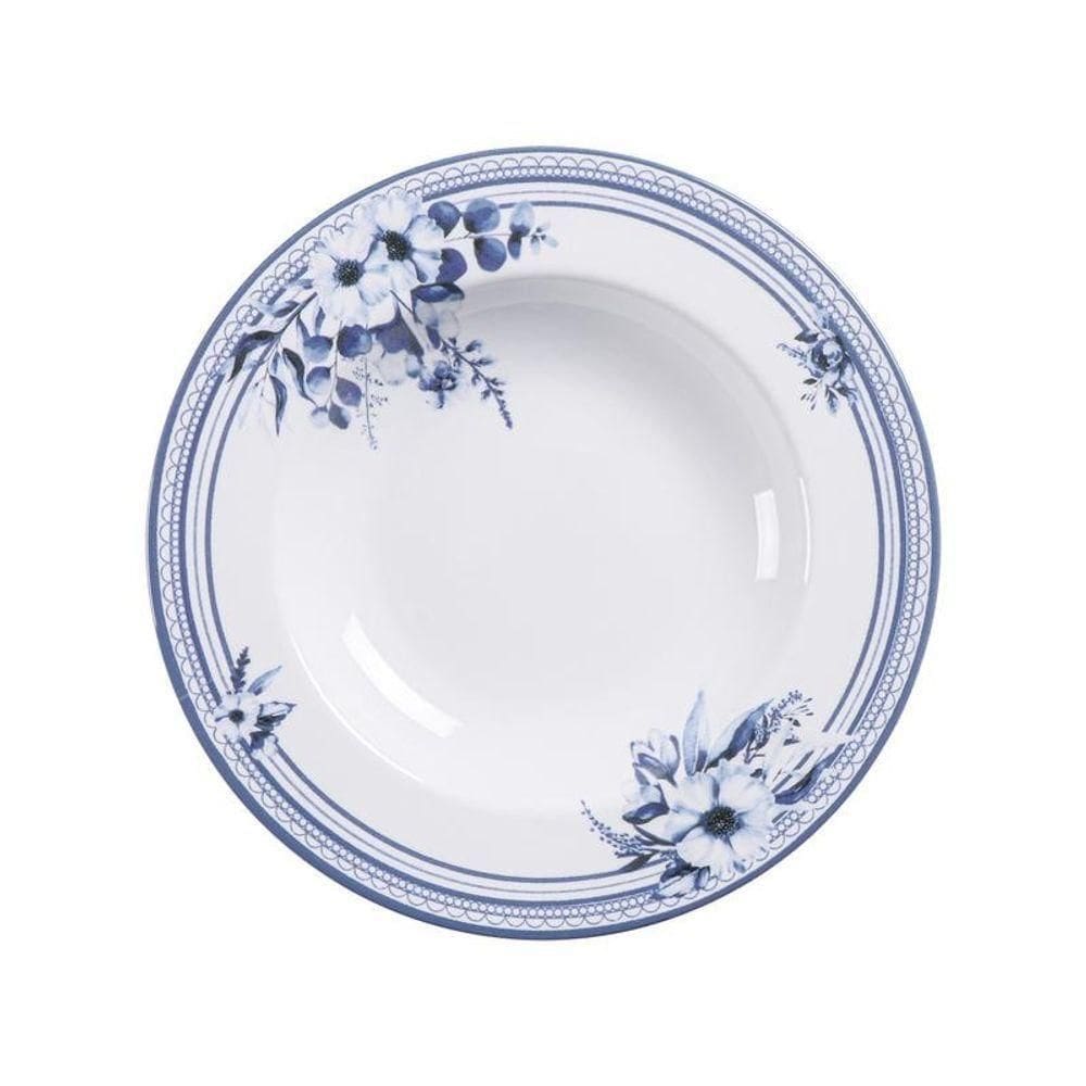 Prato Fundo Tramontina Azzura 23cm Em Porcelana Decorada