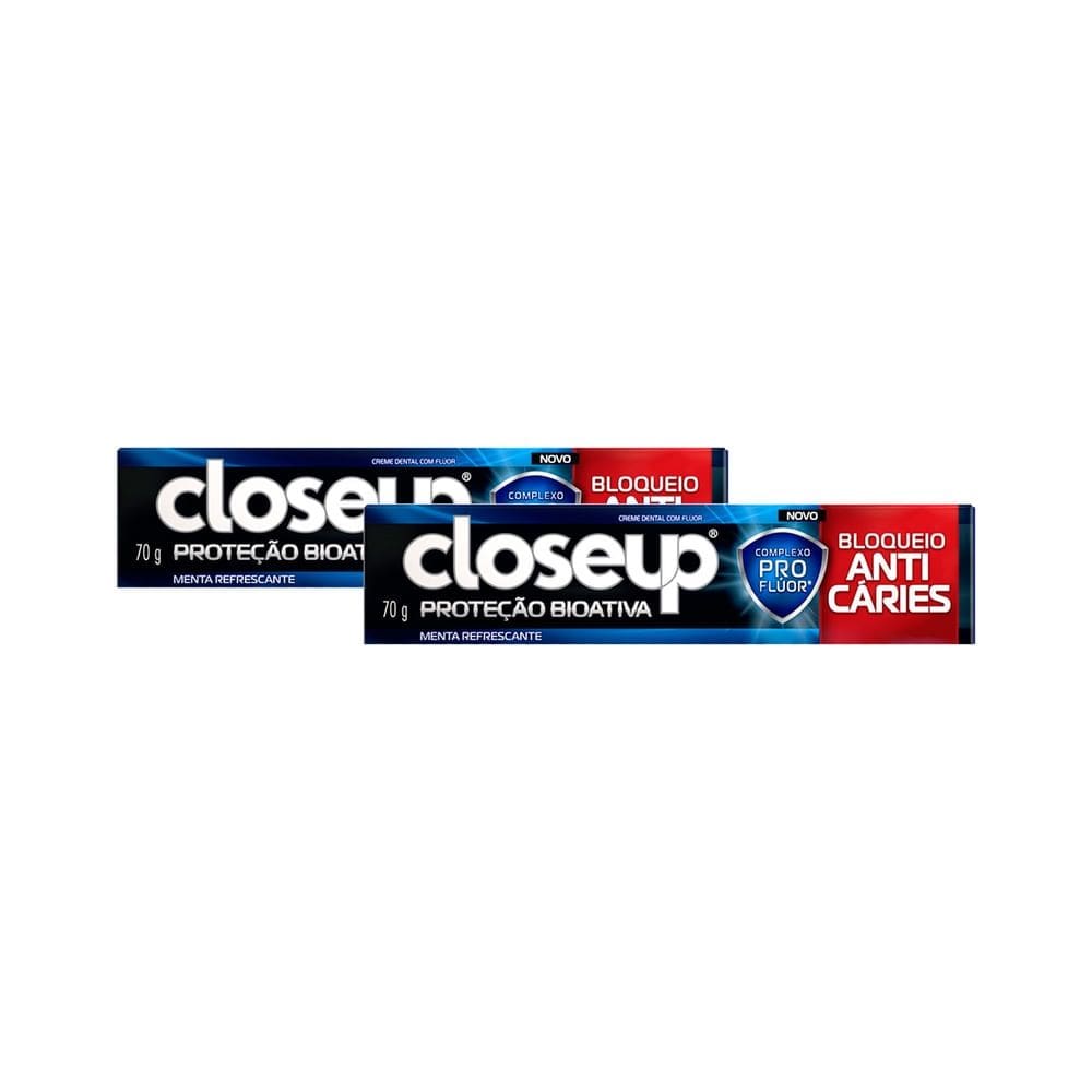 Kit 2 Creme Dental Close Up Proteção Bioativa Bloqueio Anticáries 70g