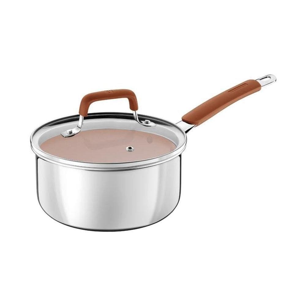 Panela Tramontina Romagna Aço Inox E Alumínio 18cm Com Revestimento Cerâmico Marfim