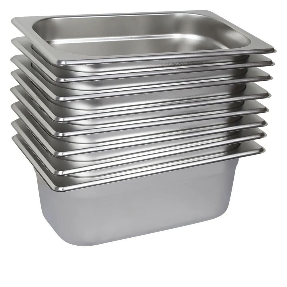 8 Cubas Gastronômica Buffet GN 1/4 65mm Aço Inox Sem Alça