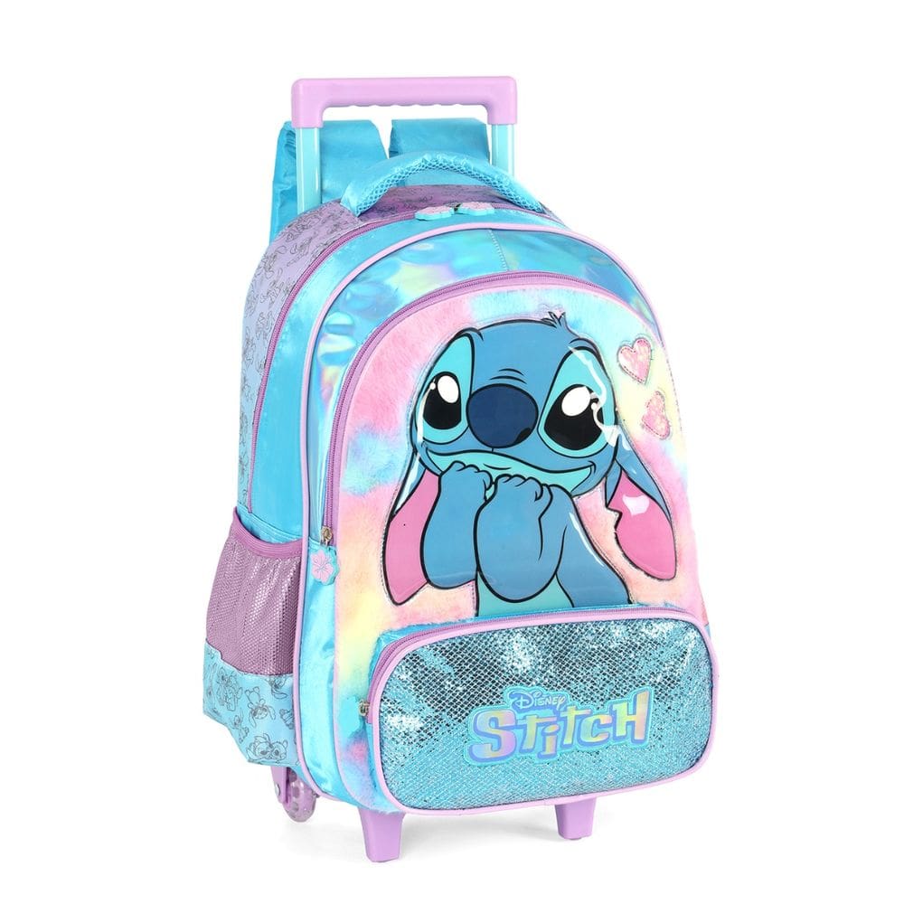 Mochila Rodas Stitch Disney Escolar Meninas Holográfico