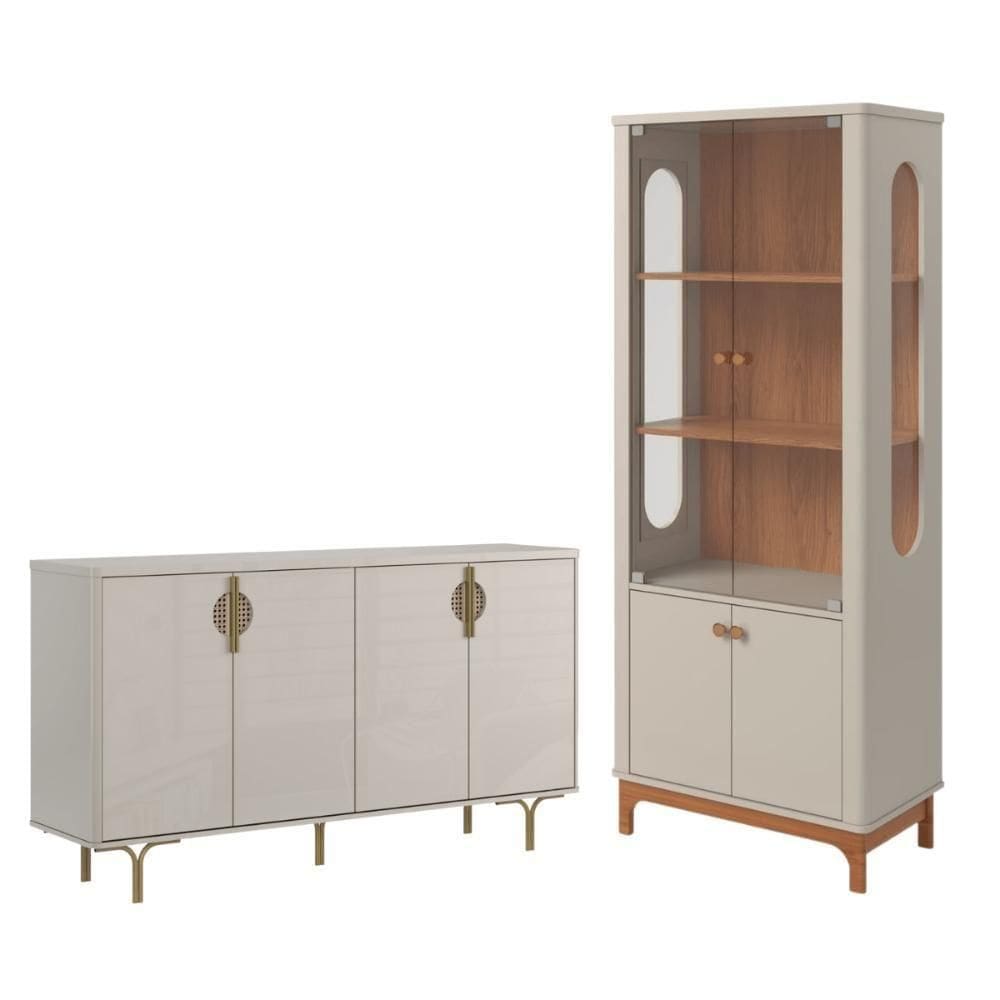 Conjunto Cristaleira Off White New-jequitiba + Buffet Libano Off White