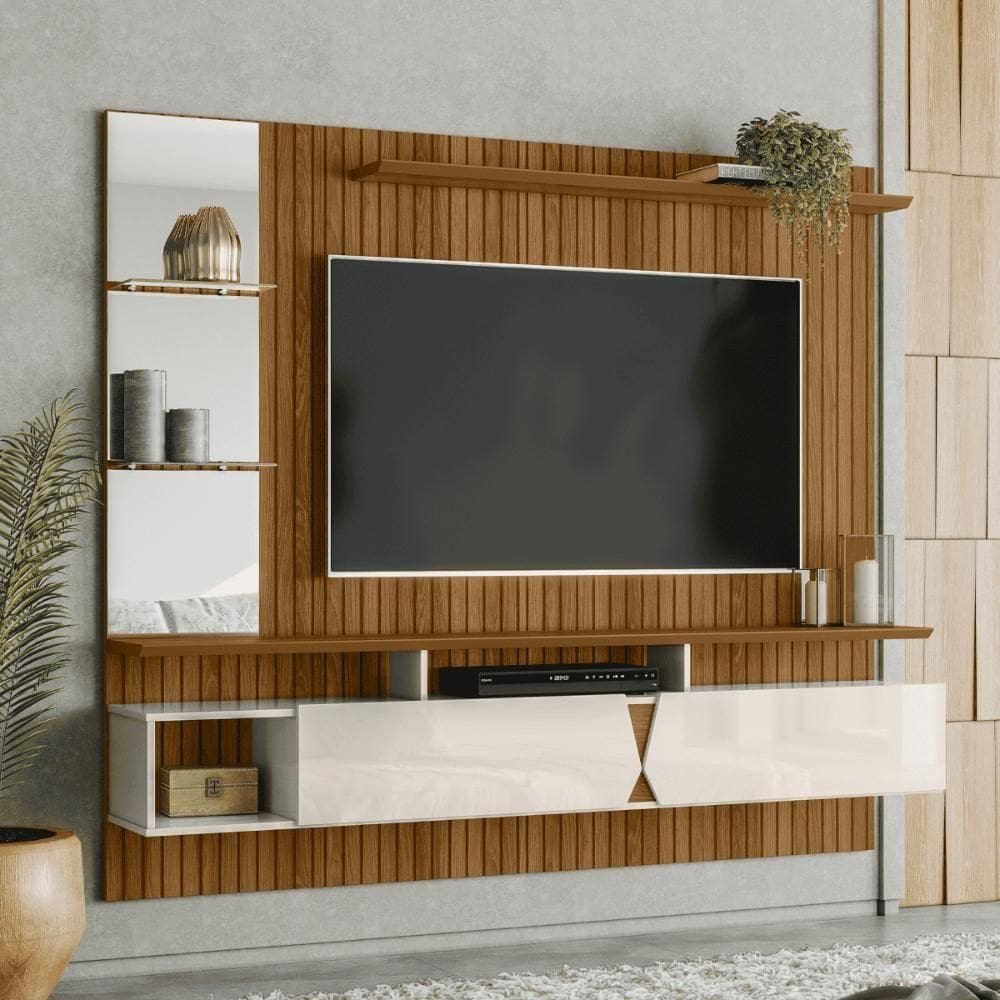 Painel Tv Lituania Freijo Ripado-off White Perolizado