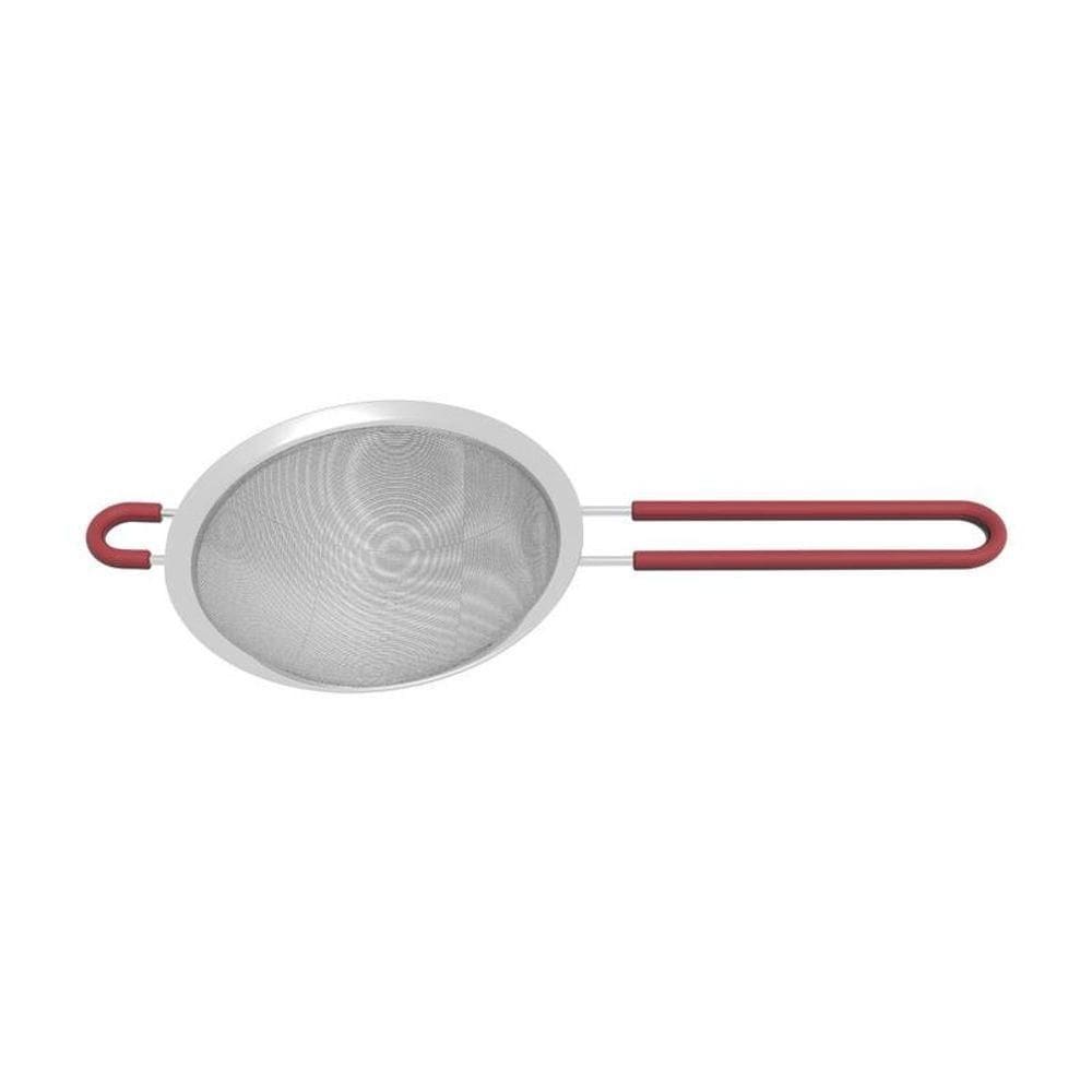 Peneira Tramontina Softta Vermelho Em Aço Inox Com Cabo De Polipropileno 16cm
