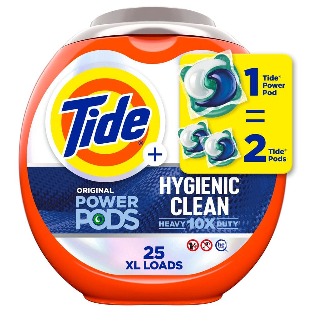 Detergente para roupa Tide Hygienic Clean Heavy Duty 10x Power 25 pacotes