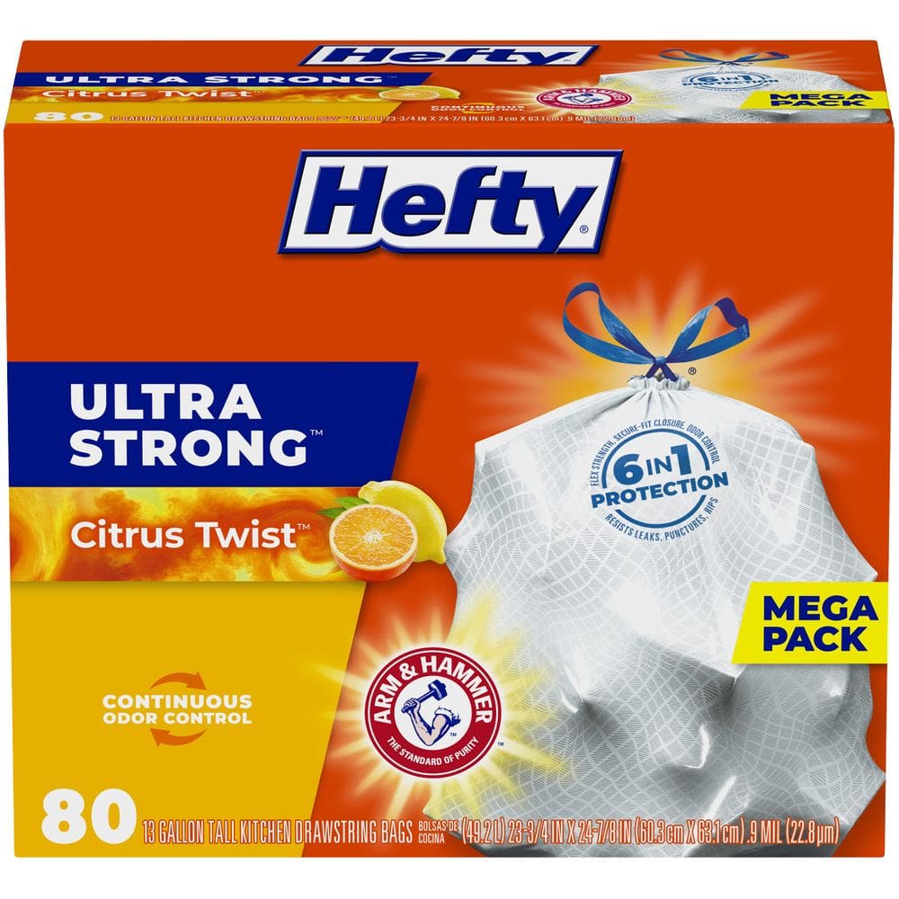 Sacos de lixo Hefty Ultra Strong 13 galões 80 unidades brancos