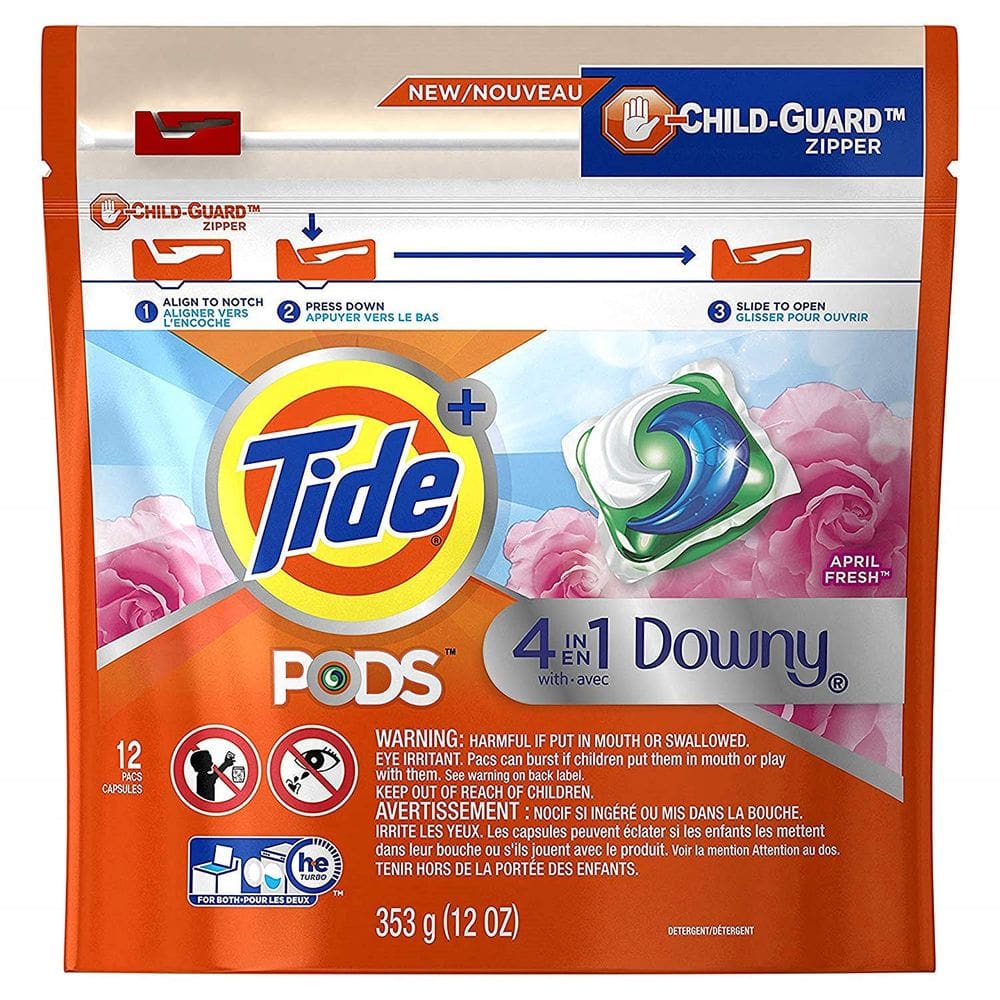 Detergente para roupa Tide Pods 4 em 1 com cápsulas Downy April Fresh 12x2