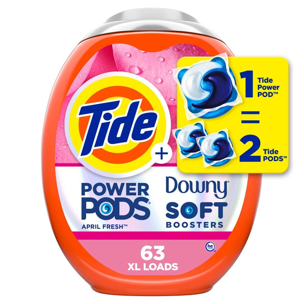 Cápsulas de detergente para roupa Tide Power Pods 2 em 1 com Downy 63 ct