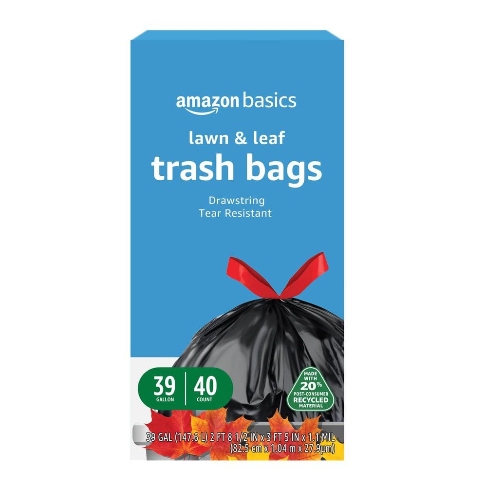 Sacos de lixo Amazon Basics Lawn & Leaf 39 galões e 40 unidades