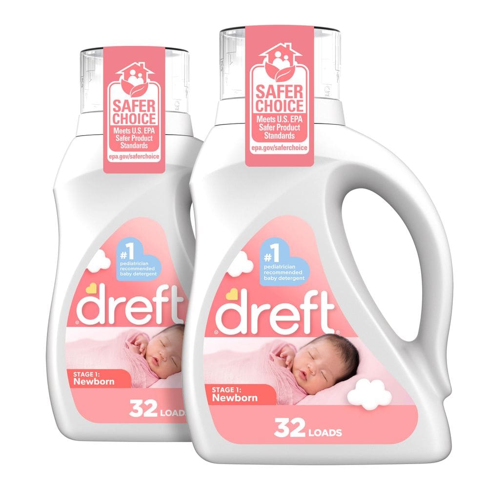 Detergente para roupa Dreft Newborn Baby 32 cargas, pacote com 2