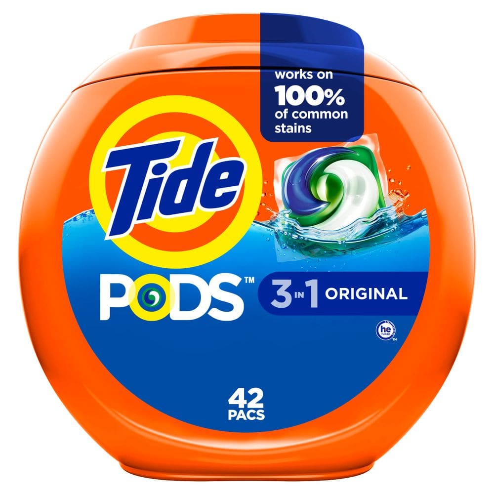 Pacotes de sabonete líquido de detergente para a roupa Tide PODS (42 unidades)