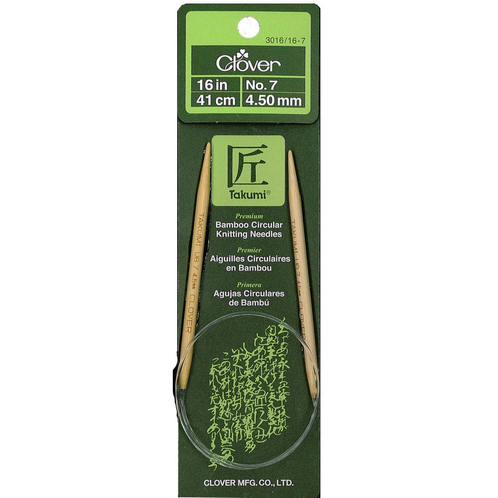 Agulha de tricô Clover Takumi Circular 40cm Tamanho 7 Bamboo