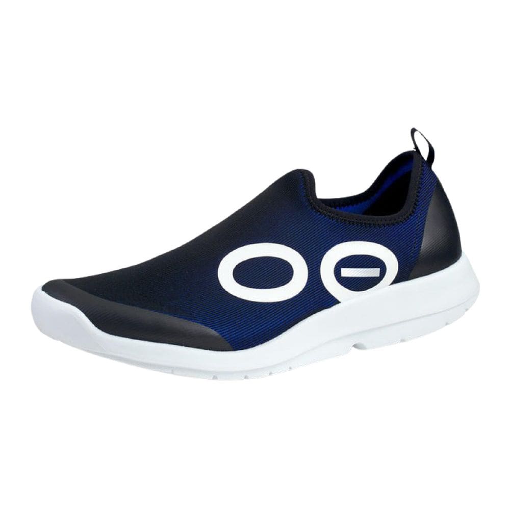 Sapato de recuperação OOFOS oOMG Sport Low White & Navy masculino 9.5