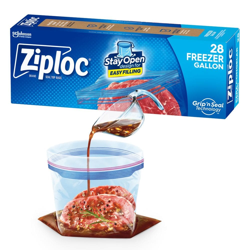 Sacos de armazenamento de alimentos Ziploc Gallon Freezer 28 unidades