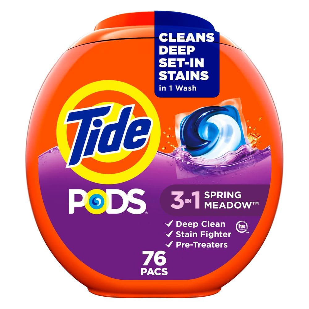 Pacotes de sabonete líquido de detergente para a roupa Tide PODS, 76 unidades