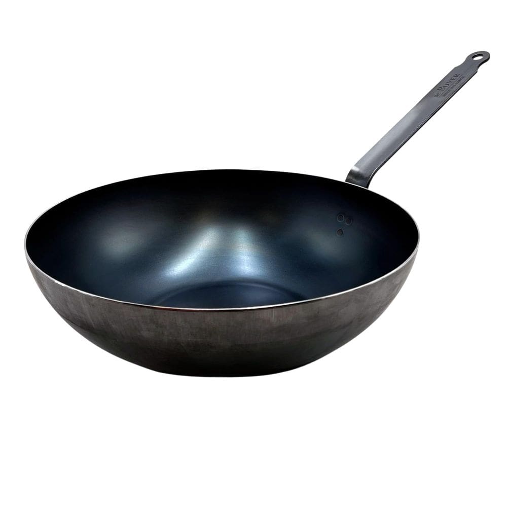 Wok Pan De Buyer em aço carbono azul com 32 cm de diâmetro