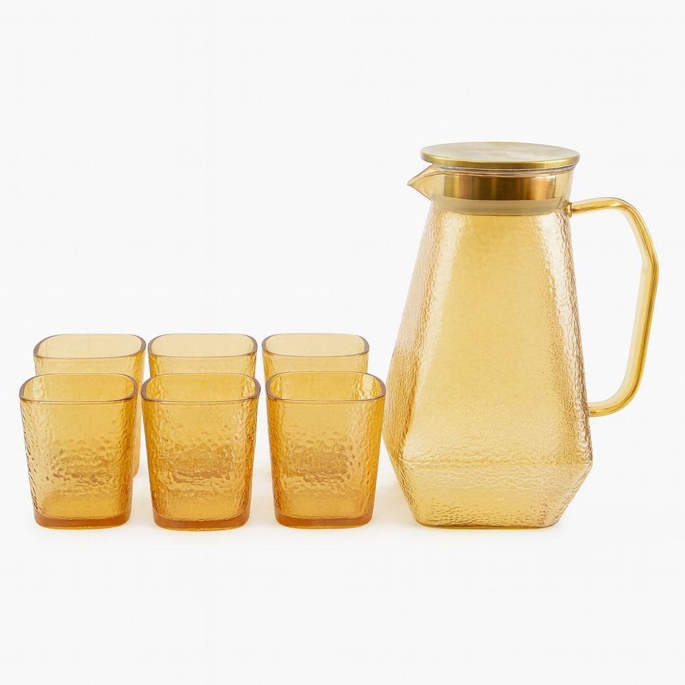 Conjunto de Jarra 1700 ml com  6 Copos 200 ml Âmbar- Quanhe