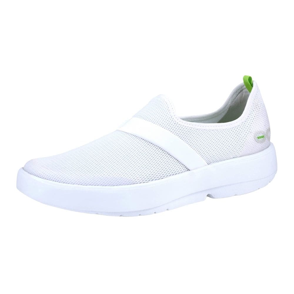 Sapato de recuperação OOFOS OOMg Low White para mulheres tamanho 5