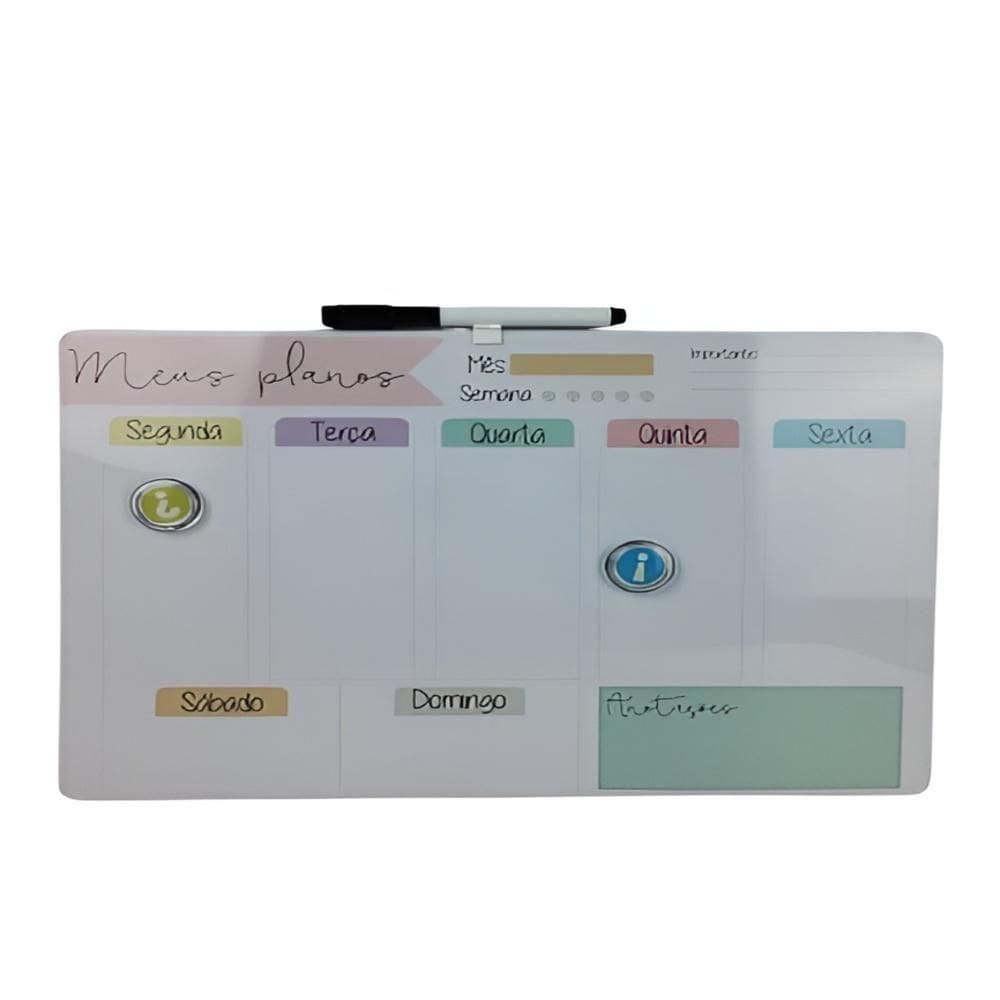 Lousa Magnetica Planejamento Mensal Quadro Planner Semanal Tarefas Anotacoes Mural Planejador Diario