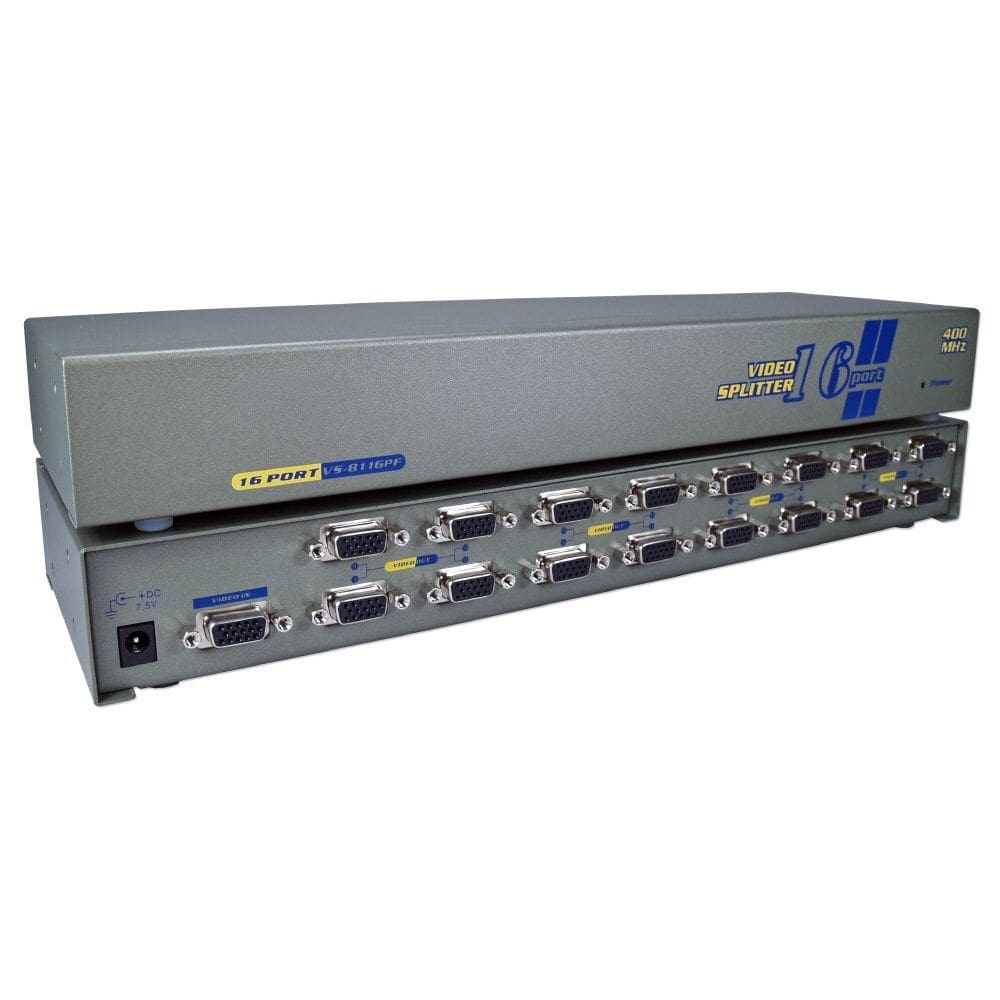 Divisor de vídeo/amplificador de distribuição QVS 400MHz 16 portas VGA