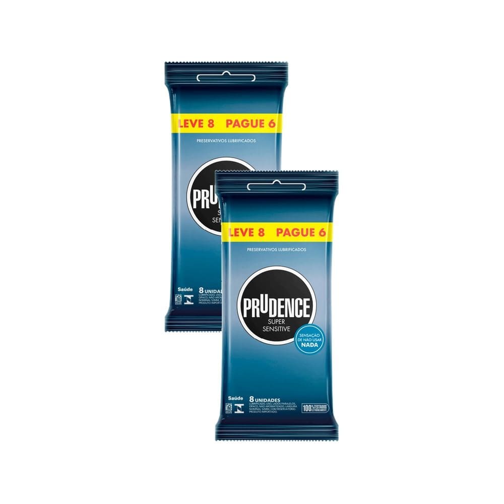Kit 2 Preservativo Lubrificado Prudence Super Sensitive Leve 8 Pegue 6