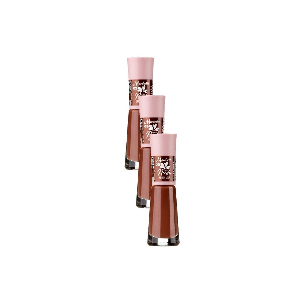 Kit 3 Esmalte Marchetti Cremoso Meu Nude Cor 05 Minha Vida 8ml