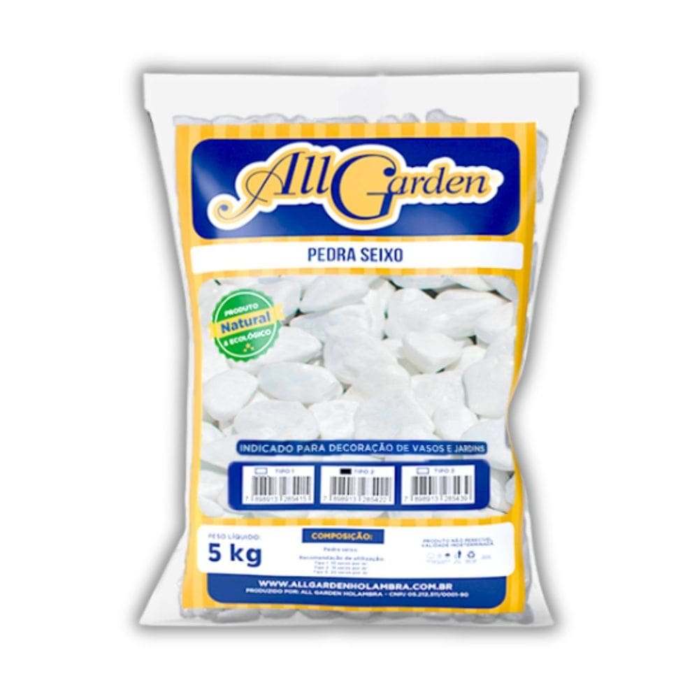 Pedra Seixo Branca Média (5kg) ALL GARDEN