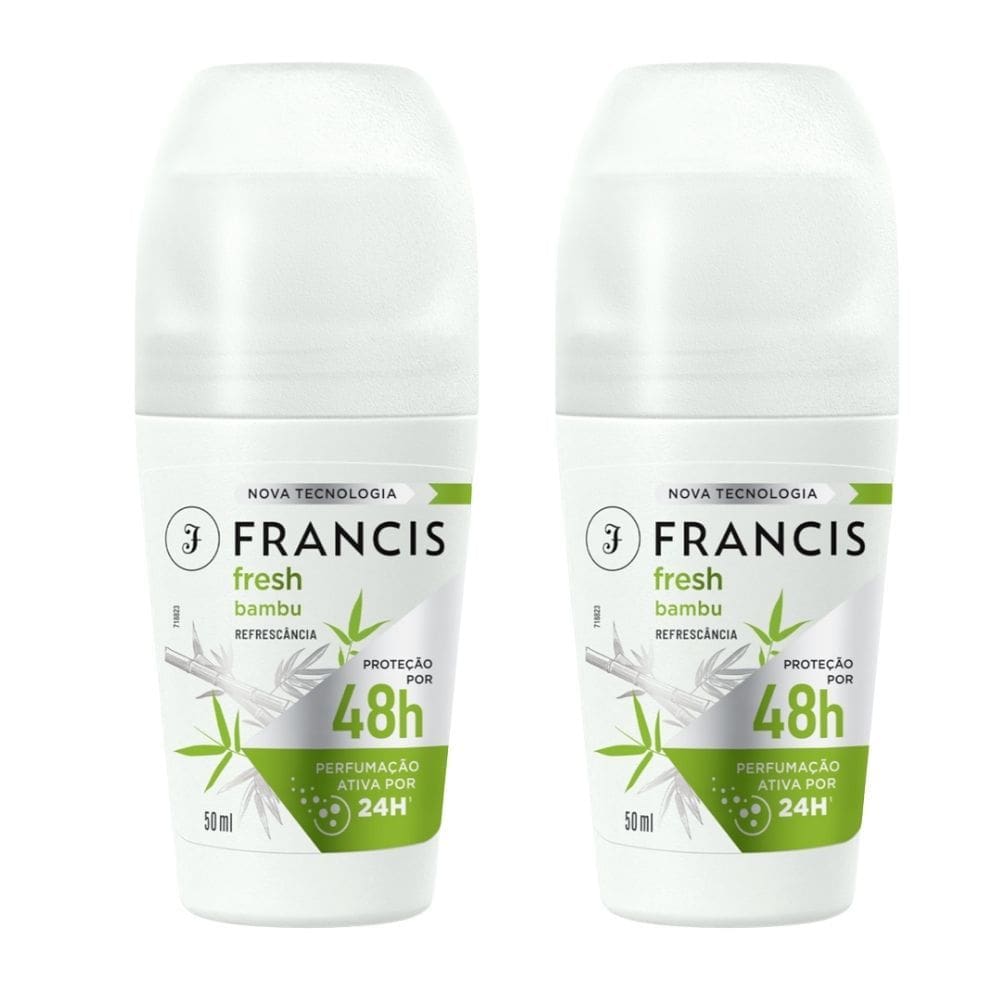 Kit 2 Desodorante Francis Fresh Bambu Roll-On Antitranspirante 48h 50ml