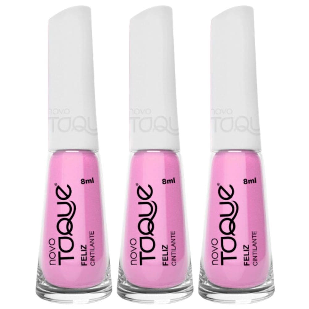 Kit 3 Esmalte Novo Toque Feliz Cintilante 8ml