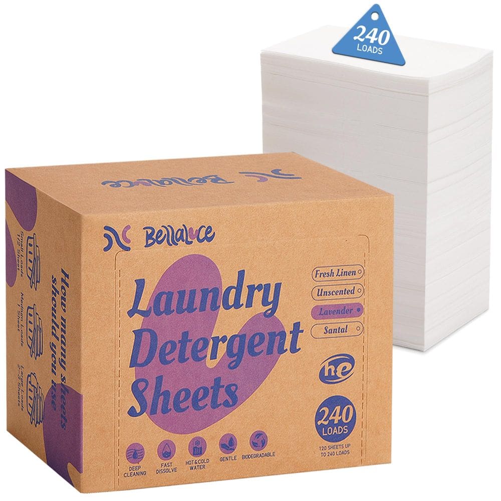 Folhas de detergente para roupa Bellaluce Lavender 240 Loads