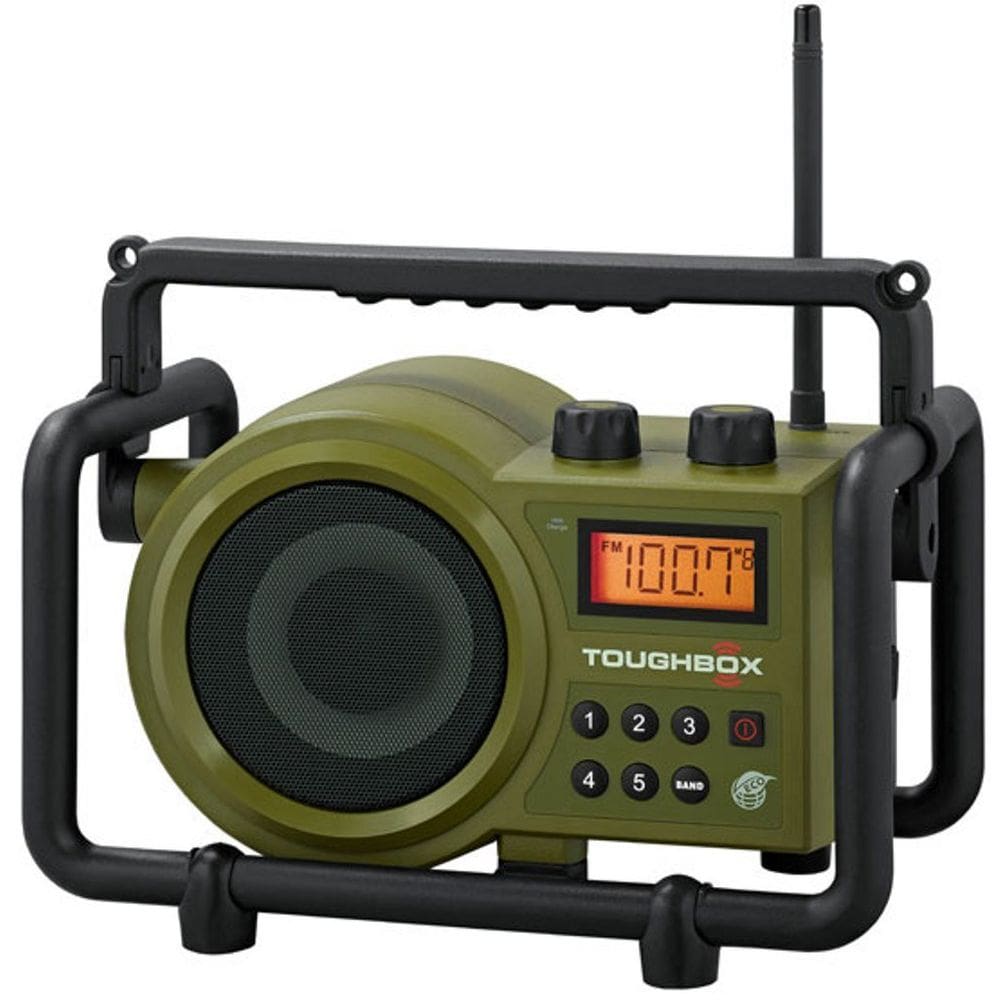 Rádio digital ultrarresistente Sangean TB-100 TOUGHBOX FM/AM Aux com carregador de bateria embutido, verde