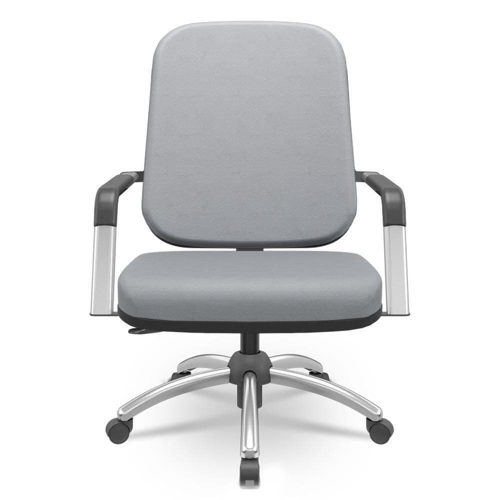 Cadeira De Escritório Giratória Com Braço Cromada Magno P03 Vinil Cinza - Lyam Decor