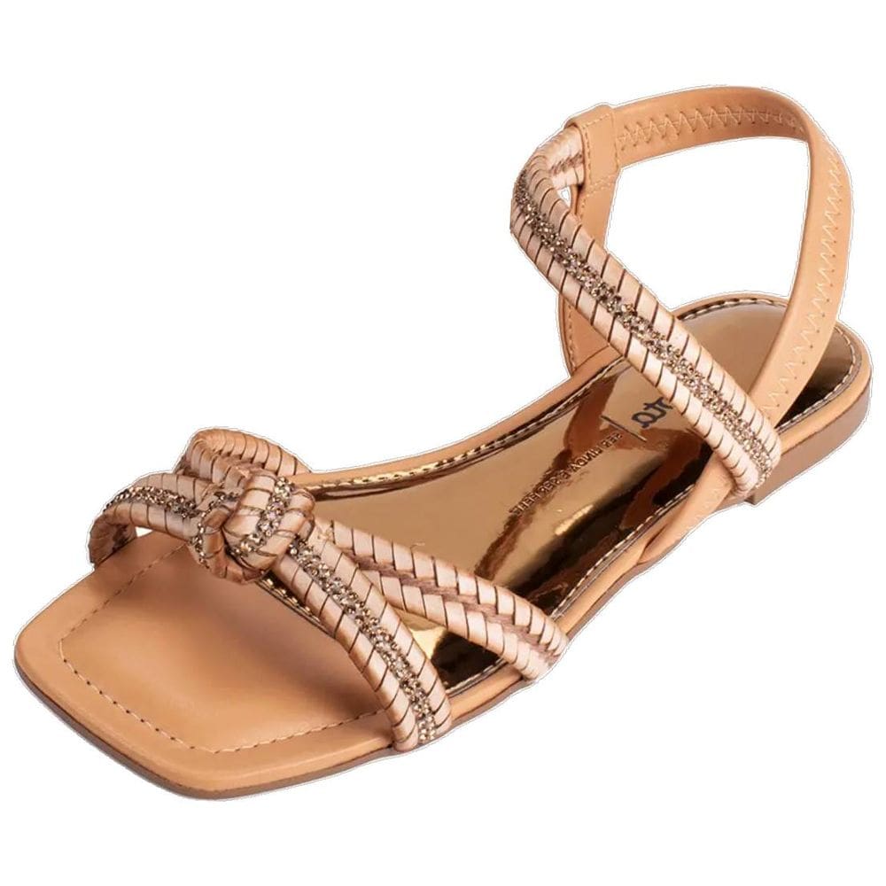 Sandália Feminina Rasteira Tiras Strass Moderna Dakota