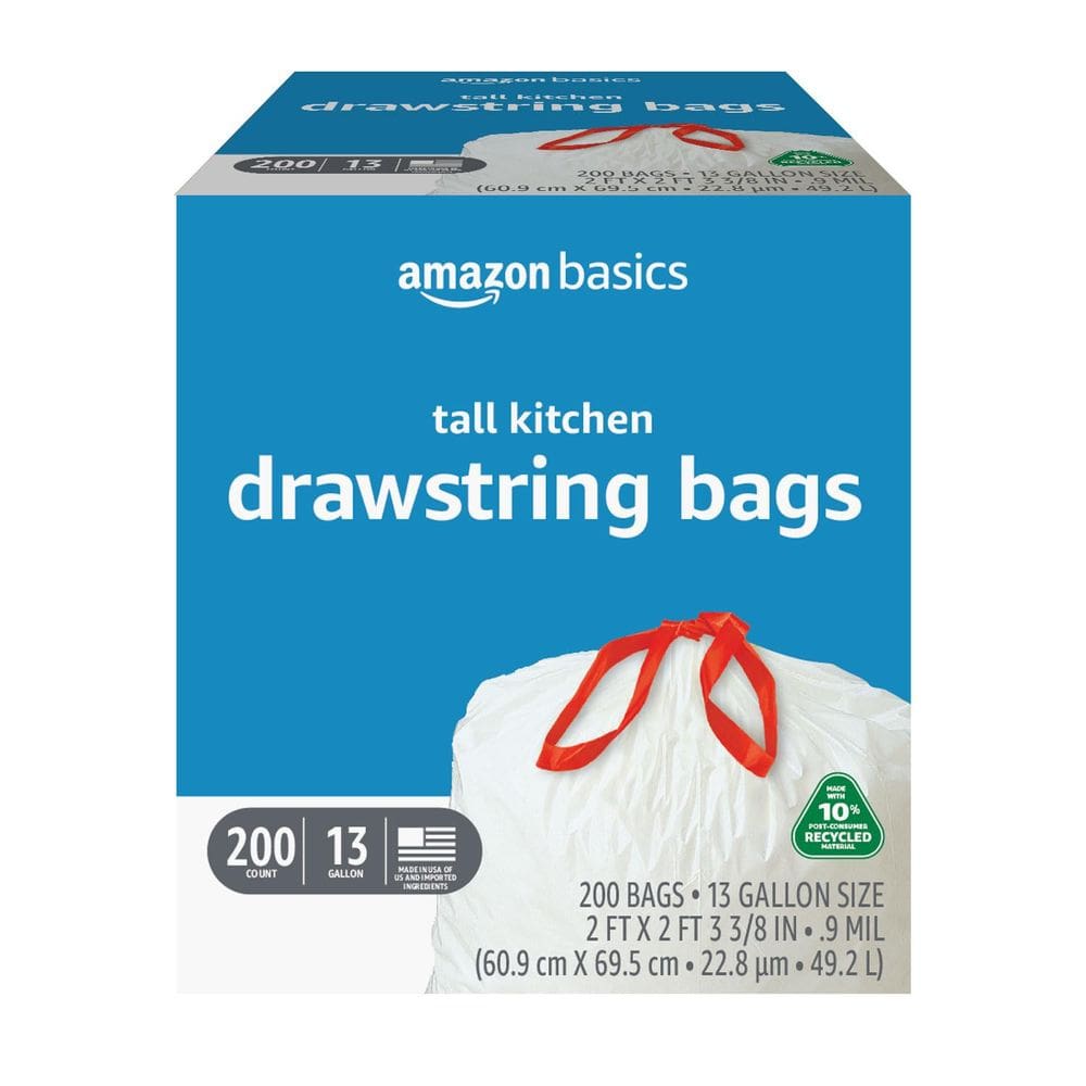 Sacos de lixo Amazon Basics, 13 galões, 200 unidades, pacote com 1