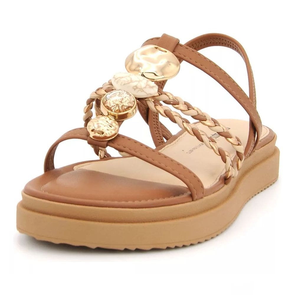 Sandália Feminina Flatform Trançado com Pedrarias Dakota