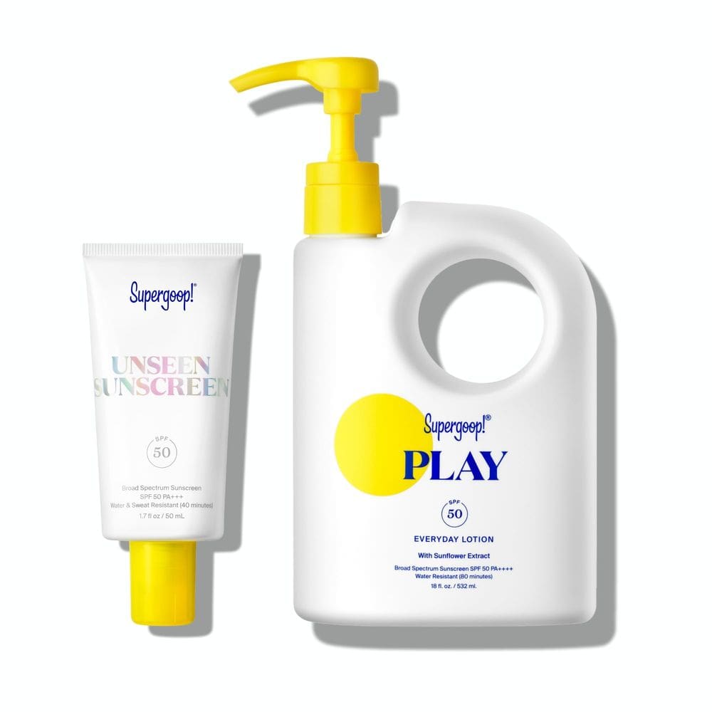Pacote de proteção solar Supergoop! SPF 50 50 invisível + PLAY SPF 50 530mL