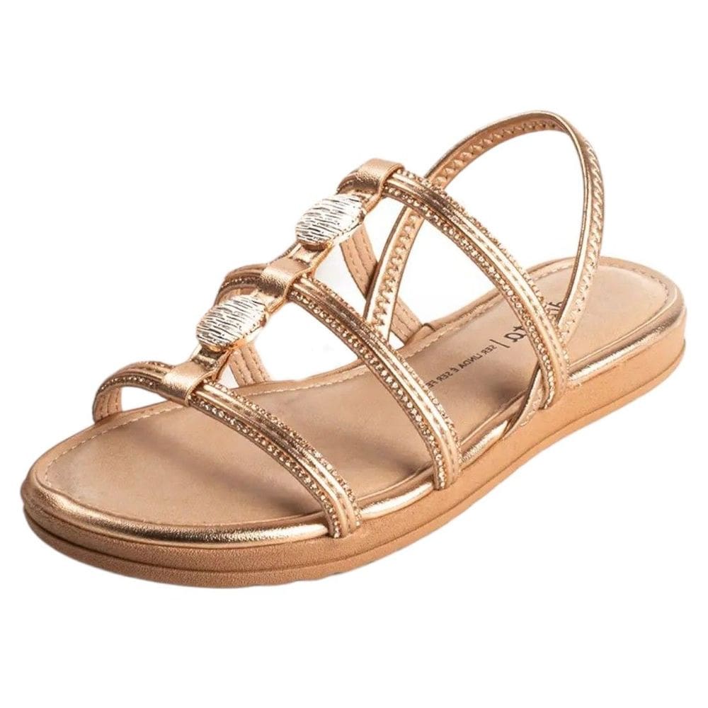 Sandalia Feminino Conforto peças douradas Flatform Dakota