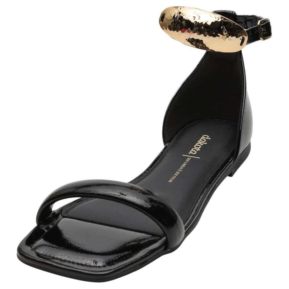 Sandalia Feminina Rasteira Prática Verniz Brilhante Dakota