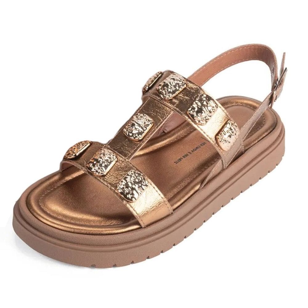 Sandália Feminina Flatform Pratica Peças Brilhantes Dakota