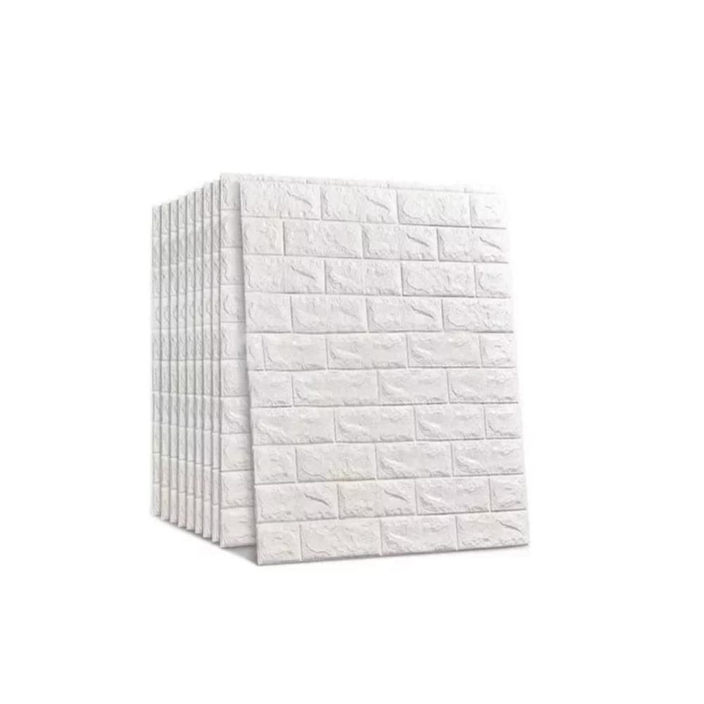 Papel Parede Painel 3d Tijolinho Branco Placa Auto Adesivo Revestimento Espuma 77x70cm Grande Autocolante Decoracao