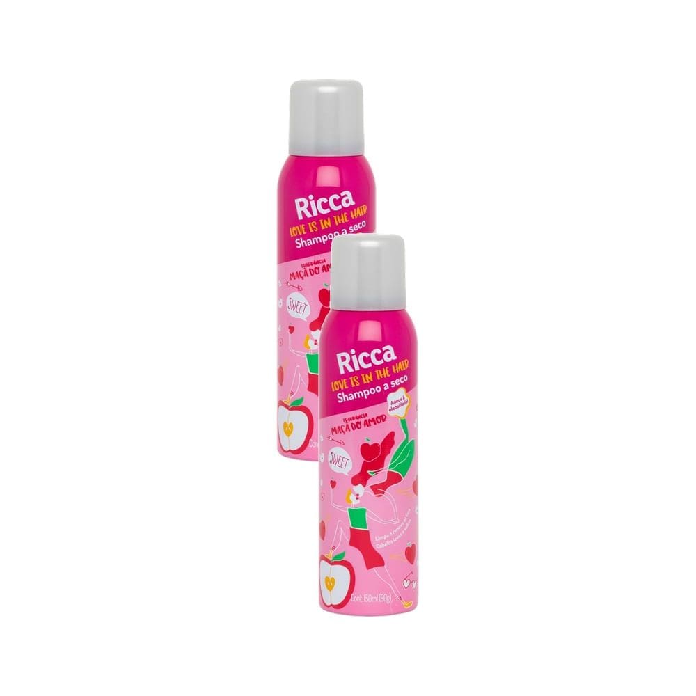 Kit 2 Shampoo a Seco Ricca Love Is In The Hair Maçã do Amor 150ml