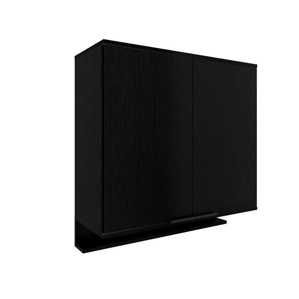 Armário Aéreo De Cozinha Miami 800mm 2 Portas C Porta Temperos Carraro Preto Touch