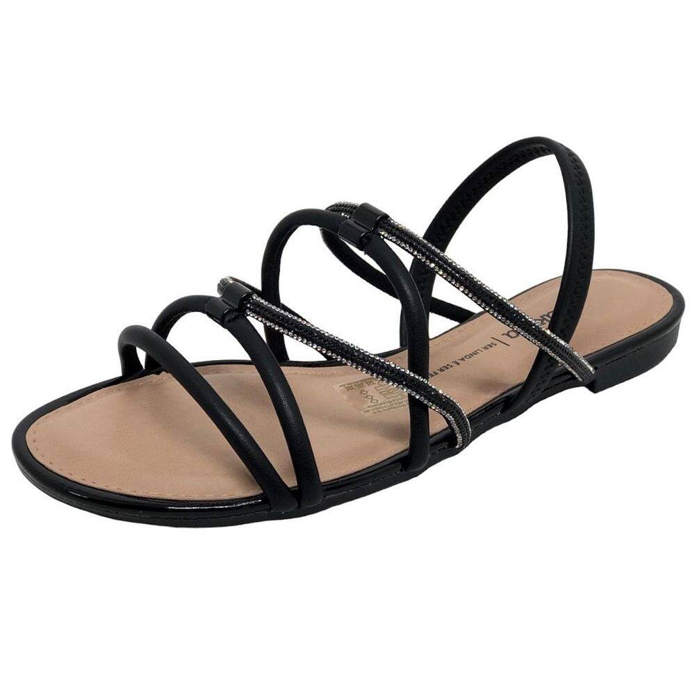 Sandalia Feminina Rasteira Tiras FInas Strass Dakota