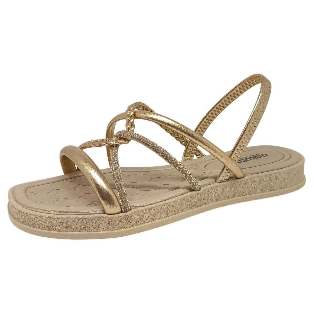 Sandália Fácil Calce Elástico Tiras em Verniz Strass Dakota