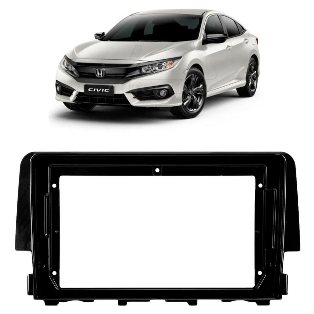 Moldura Painel Central 9 Polegadas Civic 2017 à 2021 Black Piano Novum Expex Epx9ho001 Som